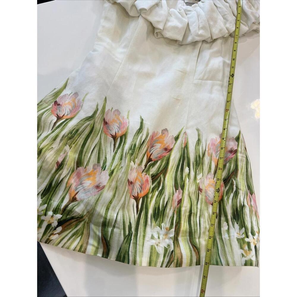 $495 Nicholas The Label Uma Ruffed Off The Shoulder Mini Floral Dress Size 2 - Picture 13 of 14